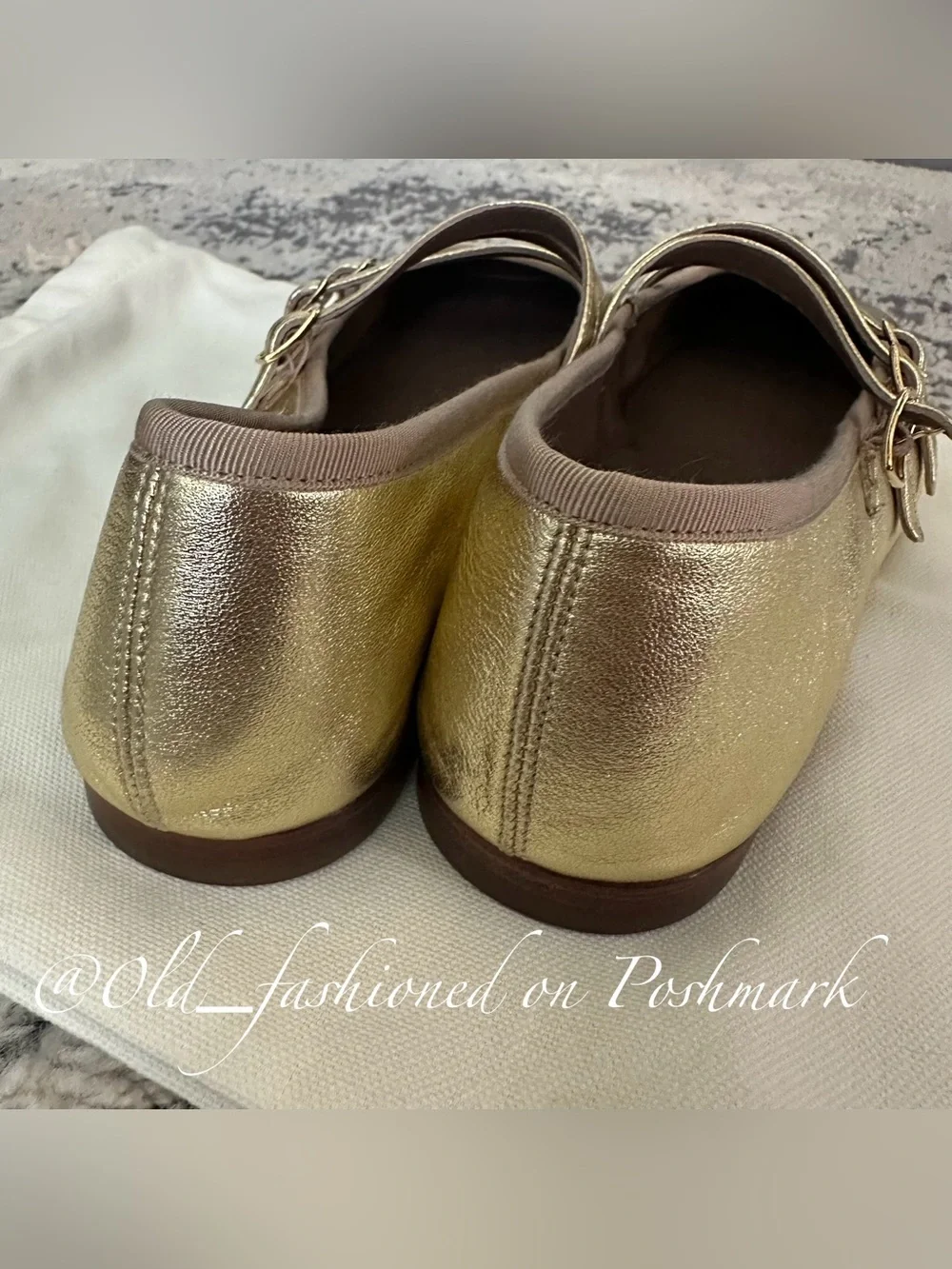MANSUR GAVRIEL Lambskin Mary Jane Flats - Gold